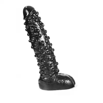 Dark Crystal - DC23 Black Dildo. Czarne dildo o powierzchni z kulkami 26,5 cm