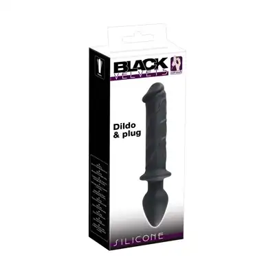 Black Velvets - Dildo &amp; Plug. Dwustronne dildo z wtyczką analną