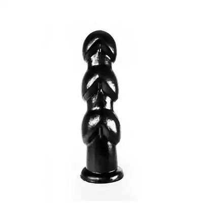 Dinoo - Gaston. Czarne dildo o falowanej powierzchni, 27,5 cm