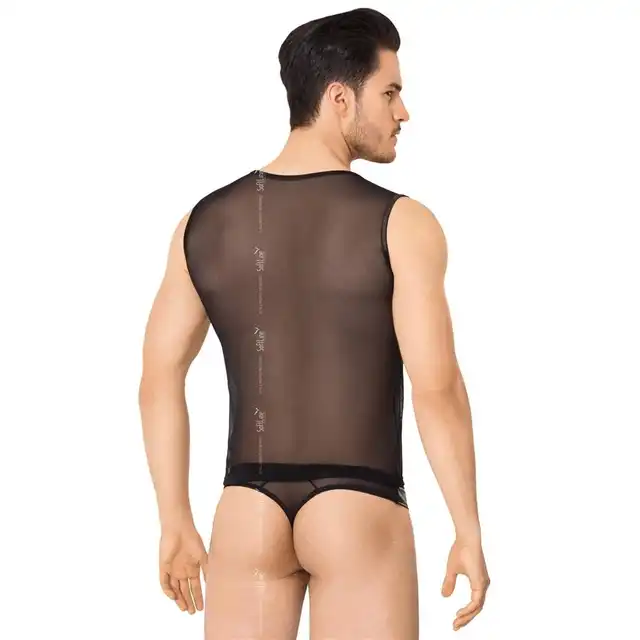 Softline - Shirt and Shorts 4606 Black. Męska koszulka ze slipkami. 