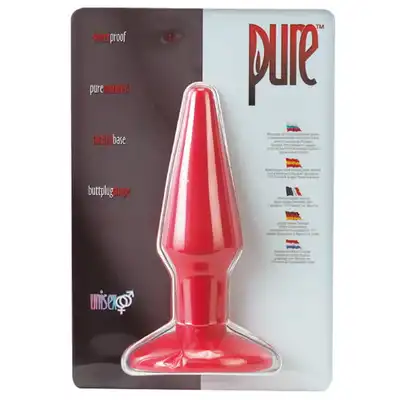 Pure - Unisex Buttplug. Czerwony plug analny z szeroką podstawą
