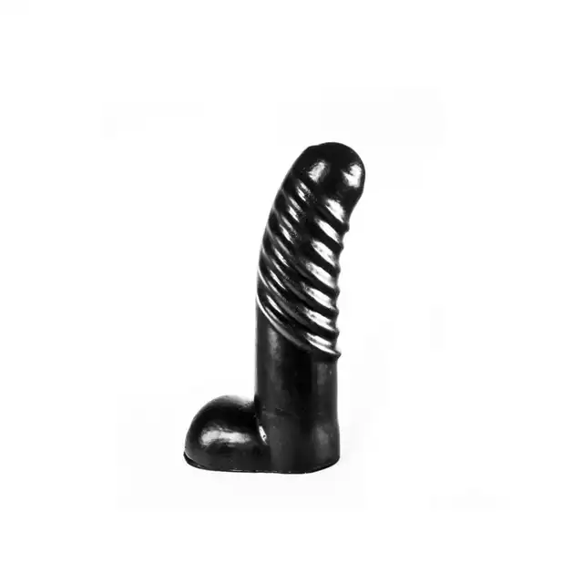 Dinoo - Guanlong. Czarne dildo z żebrowaną powierzchnią 6,5 cm