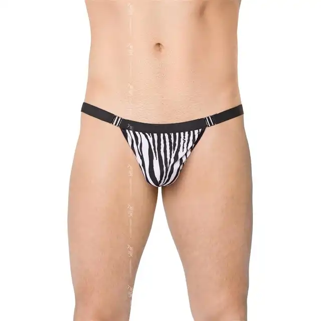 Softline -Mens Thong 4528 Zebra O/S. Męskie stringi z  motywem zebry