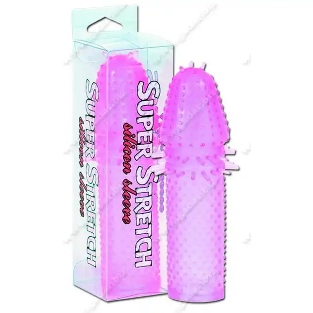 Super Stretch Silicone Sleeve Pink. Różowa nakładka na penisa. 