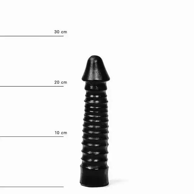 All Black - AB 29 Dildo. Prążkowane czarne dildo 26 cm