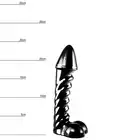 Dinoo - Lesotho. Czarne dildo ze spiralną strukturą 6,1 cm średnicy