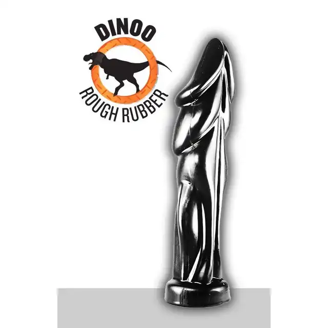 Dinoo - Paralititan. Czarne dildo o falowanej powierzchni 8 cm średnicy