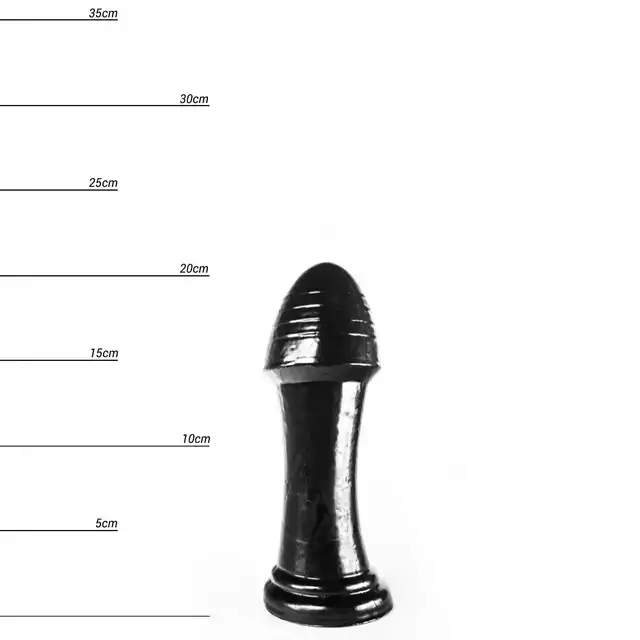Dinoo - Saurus. Czarne dildo z wyraźną główką 8 cm średnicy