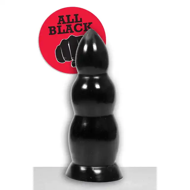 All Black - AB 37. Duży plug analny o falowanej powierzchni! 8 cm średnicy