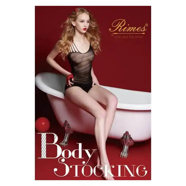 Rimes - Bodystocking One Size 7035. Czarny bodystocking 