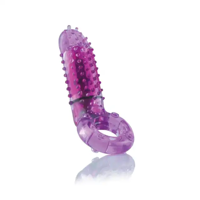The Screaming O - Oyeah Purple. Wibrujący ring erekcyjny na penisa z pionowym stymulatorem łechtaczki z wypustkami, elastyczny i niezawodny