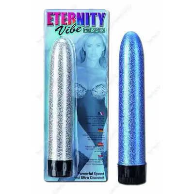 Eternity - Vibe Vibrator Silver 7". Brokatowy niebieski wibrator 17,5 cm