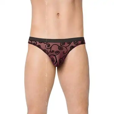 Softline - Mens Briefs 4522 Black/Bordo L. Męskie slipy z czarnym wzorem