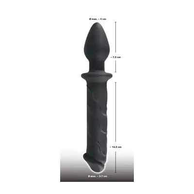 Black Velvets - Dildo &amp; Plug. Dwustronne dildo z wtyczką analną