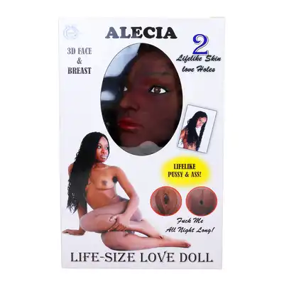 Alicia - Sex Lalka. Czarna murzynka. Wagina, anus z materiału real skin. Twarz 3D. Piękne duże piersi. 156cm. Wibracje.