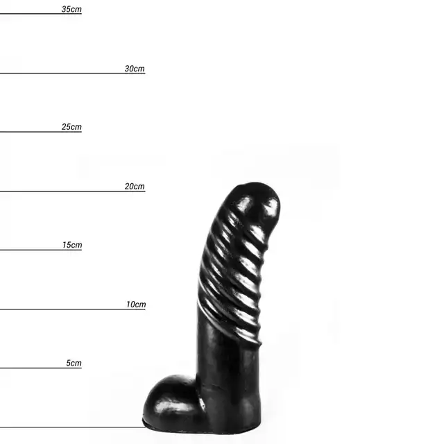 Dinoo - Guanlong. Czarne dildo z żebrowaną powierzchnią 6,5 cm