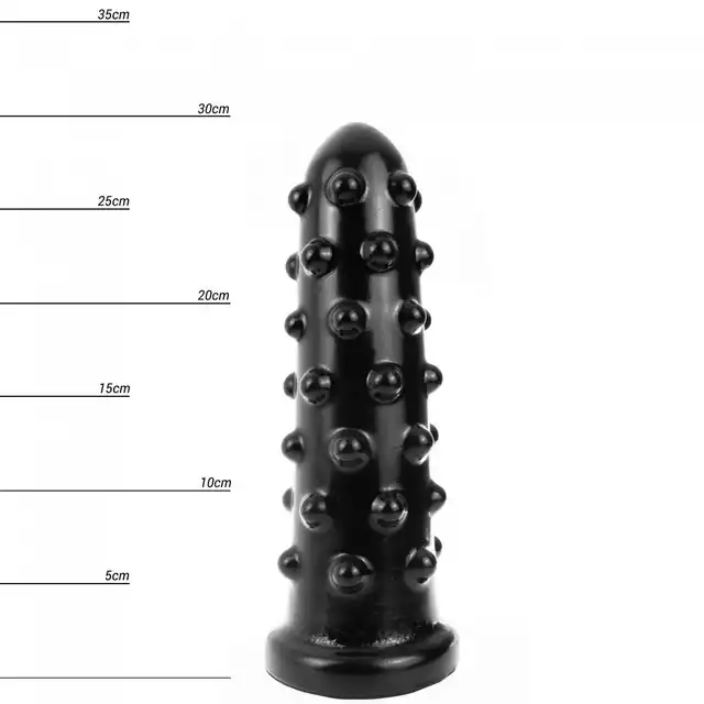 Dinoo - Hung Jaws. Czarne dildo pokryte kulkami 29,5 cm długości