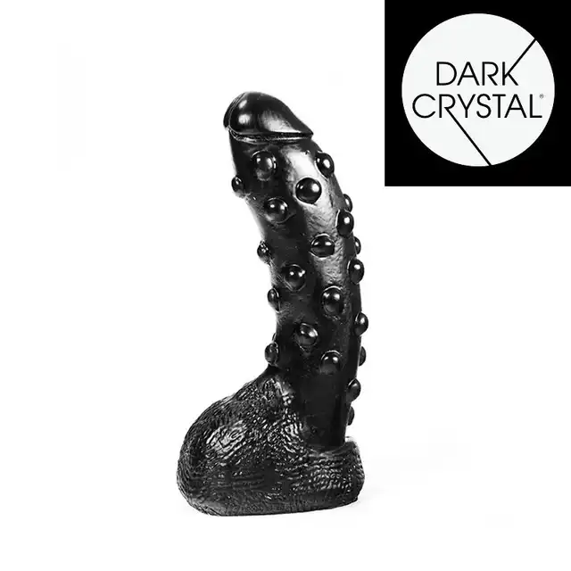Dark Crystal - DC22 Black Dildo. Czarne dildo z kulkami na powierzchni 22 cm