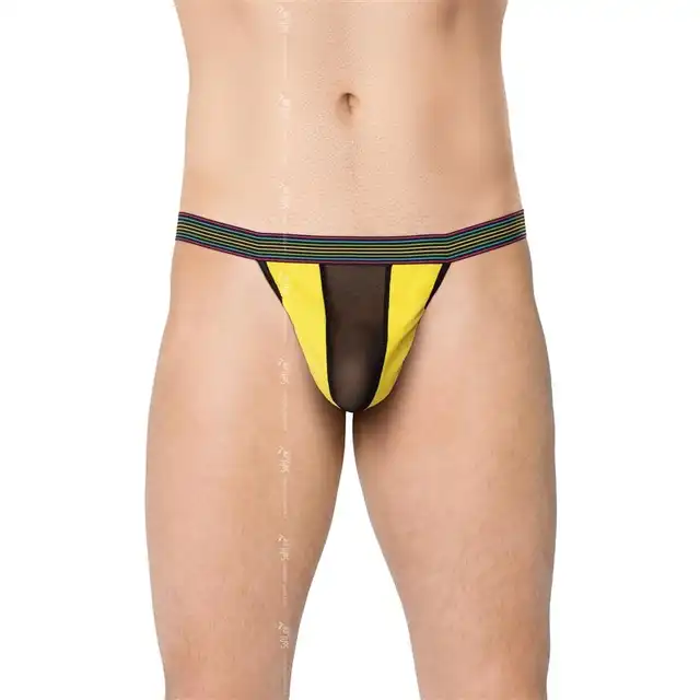 Softline - Mens Briefs 4529 O/S. Żółto-czarne stringi męskie