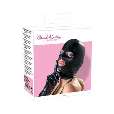 Bad Kitty - Fetish Mask Black. Czarna maska z otworami na oczy i usta. 