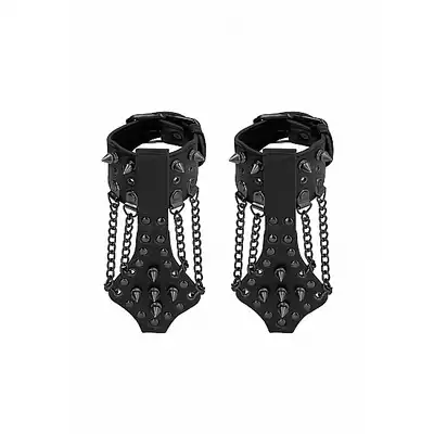 Ouch! - Skulls and Bones Hanfcuffs With Spikes and Chains. Kajdanki z ćwiekami i uchwytami na palce