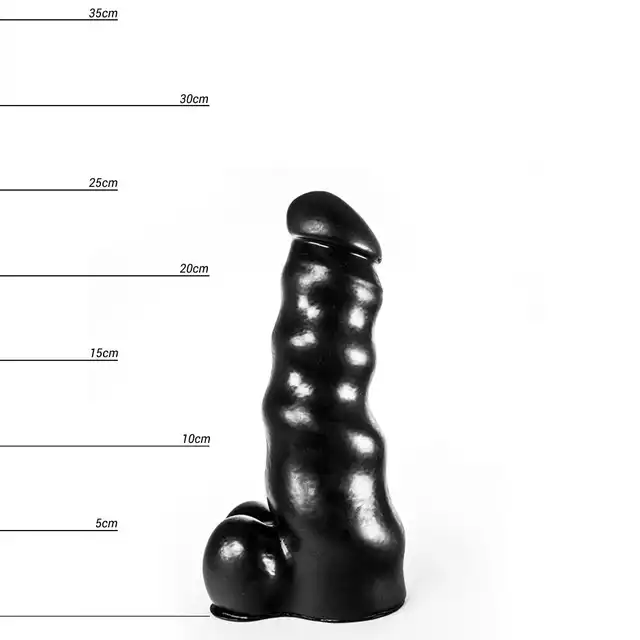 Dinoo - Dilong. Czarne dildo 9 cm średnicy