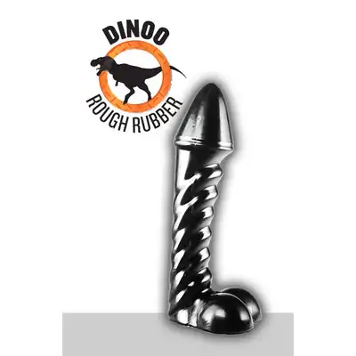 Dinoo - Lesotho.Wielkie  Czarne dildo ze spiralną strukturą 6,1 cm średnicy