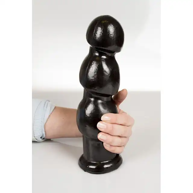 Dinoo - Gaston. Czarne dildo o falowanej powierzchni, 27,5 cm