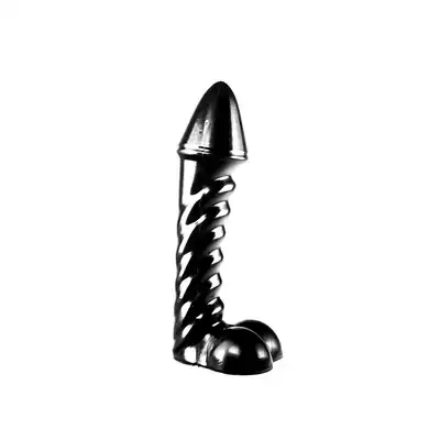 Dinoo - Lesotho. Czarne dildo ze spiralną strukturą 6,1 cm średnicy