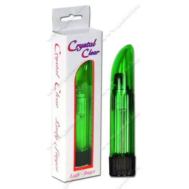 Crystal Clear - Lady Finger 5". Zielony wibrator. Mocne wibracje. 
