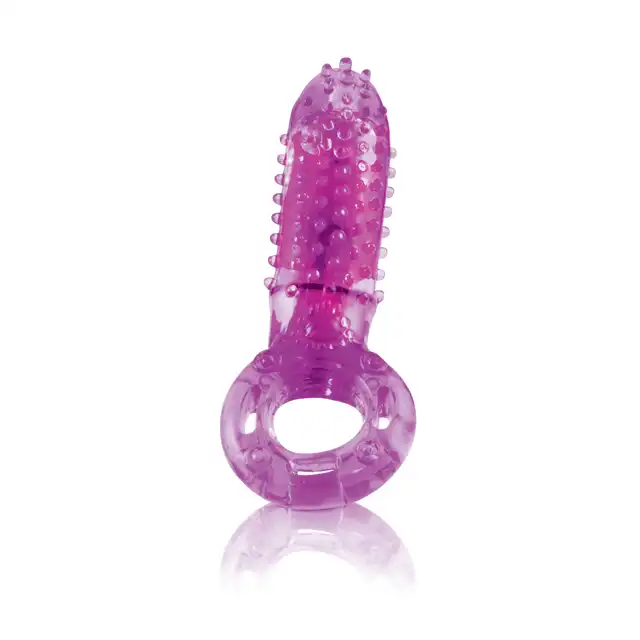 The Screaming O - Oyeah Purple. Wibrujący ring erekcyjny na penisa z pionowym stymulatorem łechtaczki z wypustkami, elastyczny i niezawodny