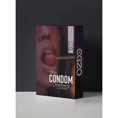 Egzo - Oral Condom Blackberry 3 szt. Prezerwatywy o smaku jeżyn