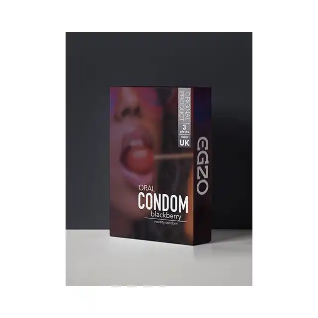 Egzo - Oral Condom Blackberry 3 szt. Prezerwatywy o smaku jeżyn