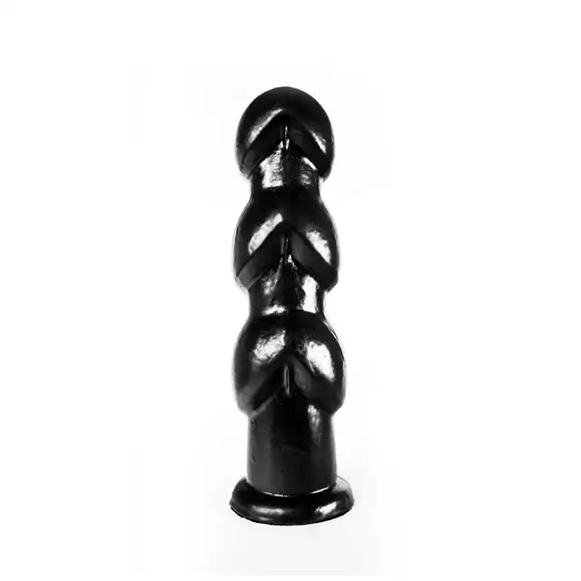 Dinoo - Gaston. Czarne dildo o falowanej powierzchni, 27,5 cm