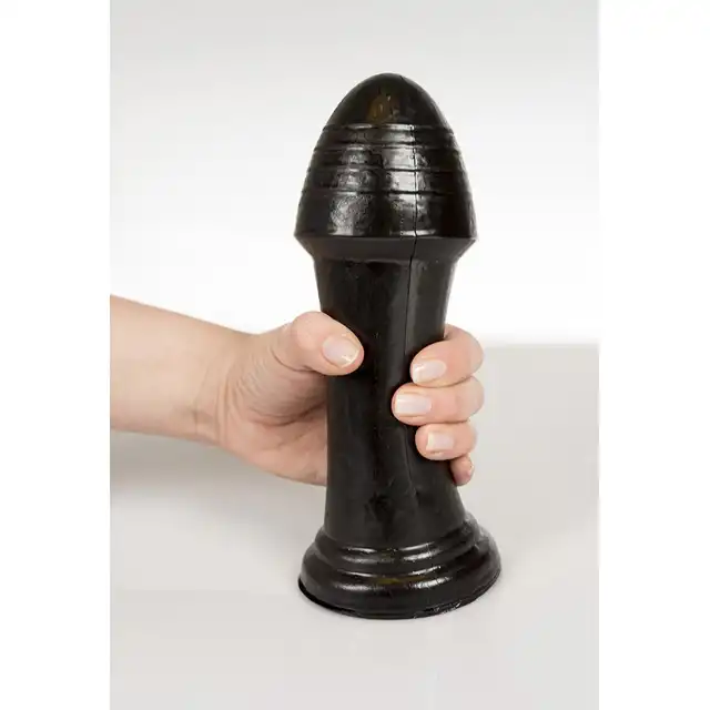 Dinoo - Saurus. Czarne dildo z wyraźną główką 8 cm średnicy
