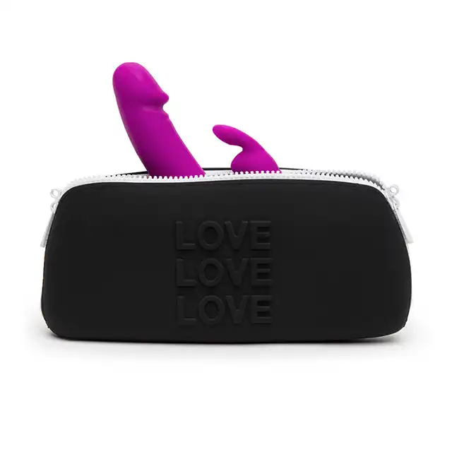 Happy Rabbot - Love Storage Zip Bag Pink M. Czarne etui silikonowe