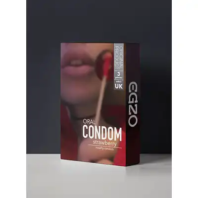 Oral Condom Egzo Strawberry x3. Prezerwatywy o Smaku Truskawki 3 szt.
