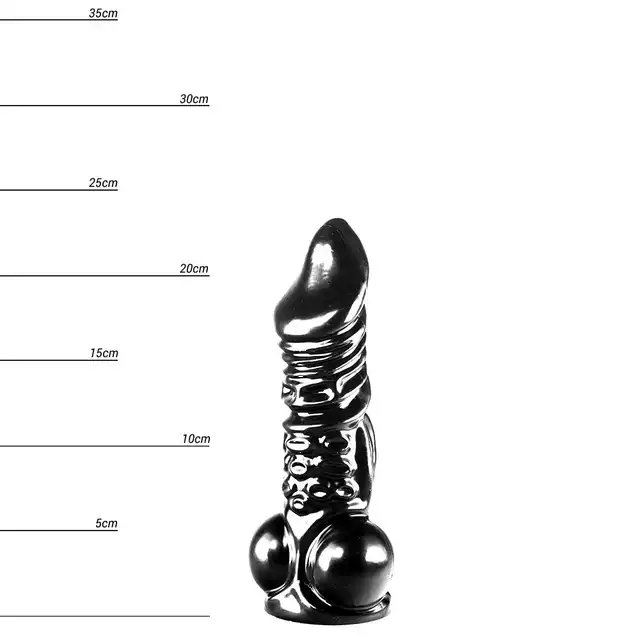 Dinoo - Rhabdodon. Czarne realistyczne dildo 5,8 cm średnicy