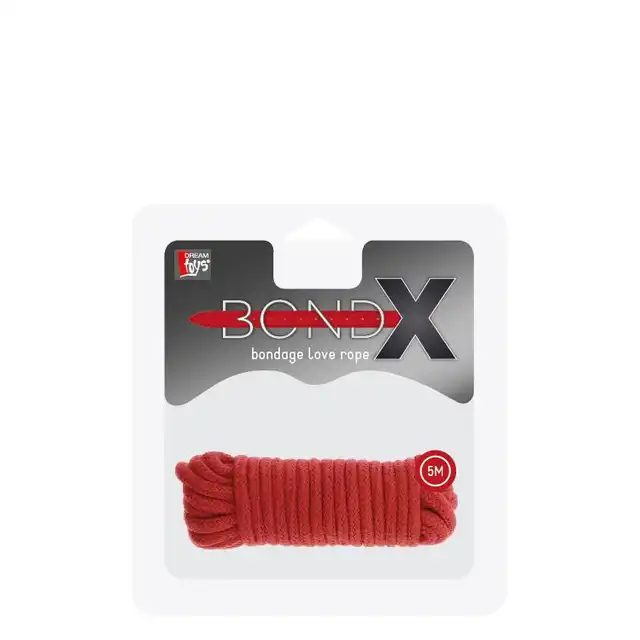 Dream Toys - Bond X Red 5 m. Bawełniana czerwona lina do wiązania. Bezpieczna, miękka i solidna!
