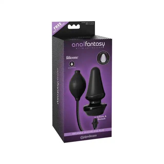 Anal Fantasy - Inflatable Silicone Anal Plug Black. Pompowana wtyczka analna
