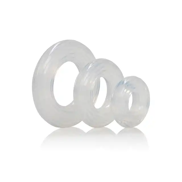 Calexotics - Silicone Ring Set Clear. Zestaw 3 transparentnych ringów na penisa. 