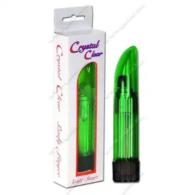 Crystal Clear - Lady Finger 5". Zielony wibrator. Mocne wibracje. 