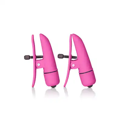 Calexotics - Nipplettes Vibrating Nipple Clamps Pink. Wibrujące klamerki na sutki. Różowe.