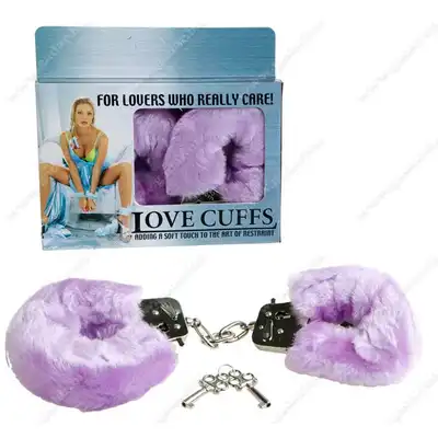 Love Cuffs - metalowe kajdanki z fioletowym futerkiem