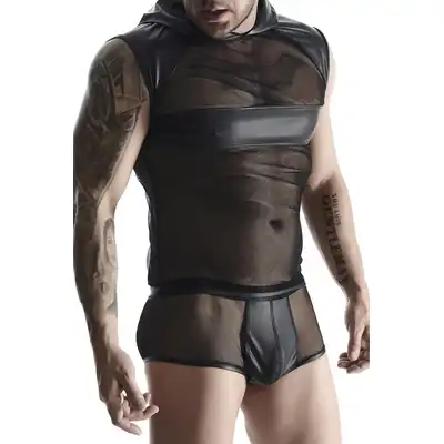 Regnes Fetish Planet - TSH005 Black L. Czarna koszulka z szerokim kapturem