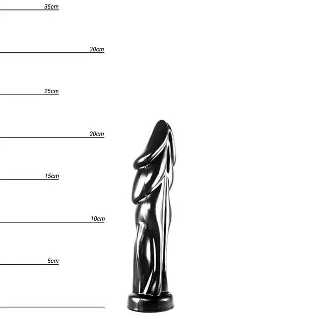 Dinoo - Liaoxiornis. Czarne dildo z falowaną powierzchnią 5,8 cm średnicy