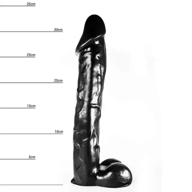 Dinoo - Krito. Czarne realistyczne dildo 7,8 cm średnicy
