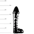 Dinoo - Irritator. Czarne dildo ze spiralną strukturą 7,6 cm średnicy