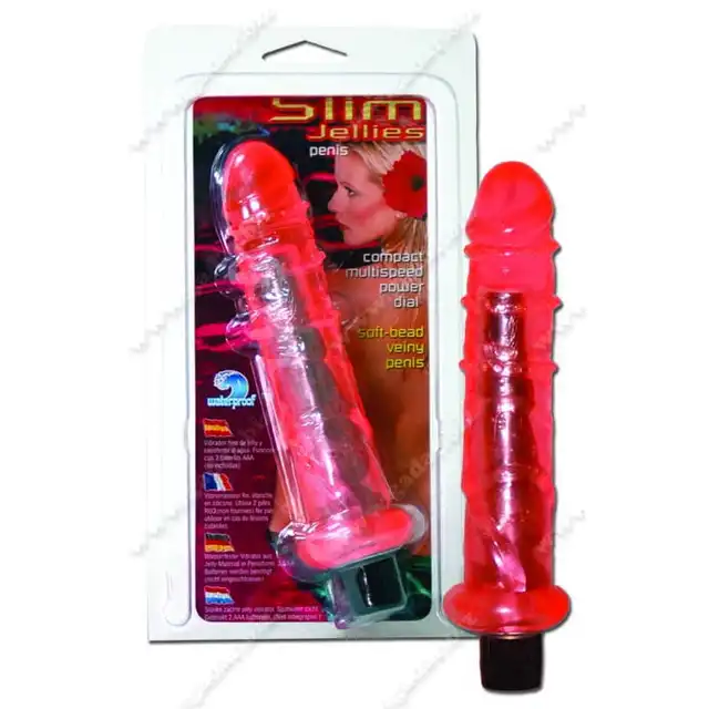 Slim Jellies - Soft-Bead Vibrator Red. Czerwony żelowy wibrator. 