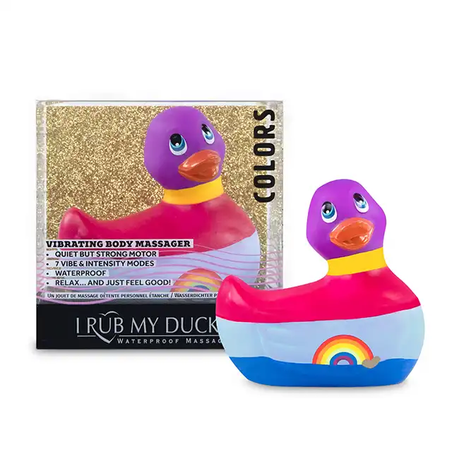 Big Teaze Toys - I Rub My duckie 2.0 Colours. Dyskretny masażer do ciała w formie cudownej barwnej kaczuszki. 7 programów.